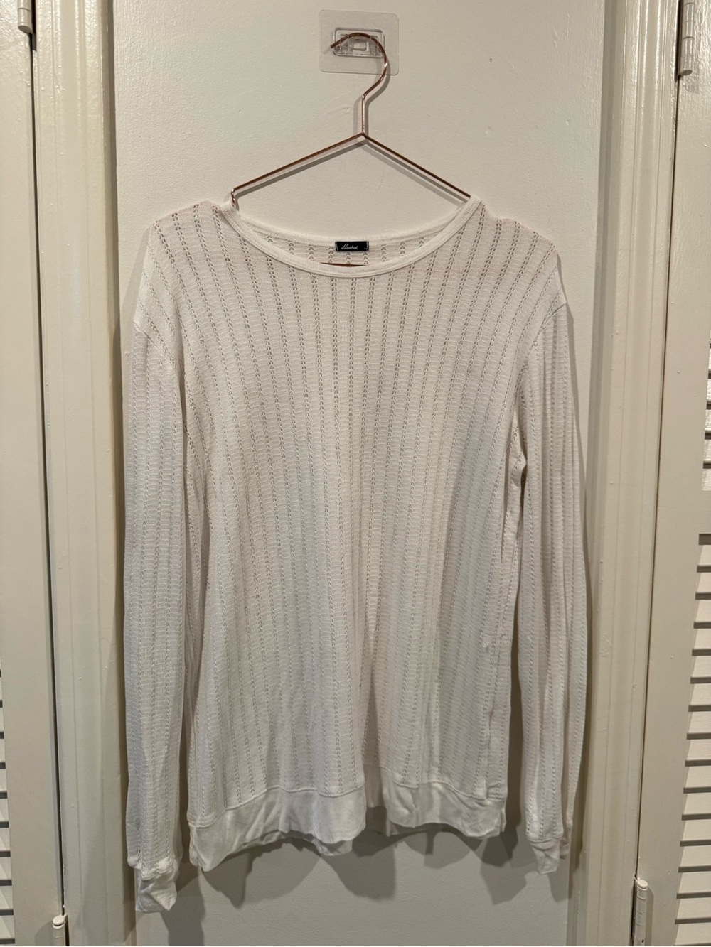 Lisakai Cream Open-Weave Long Sleeve Knit Top